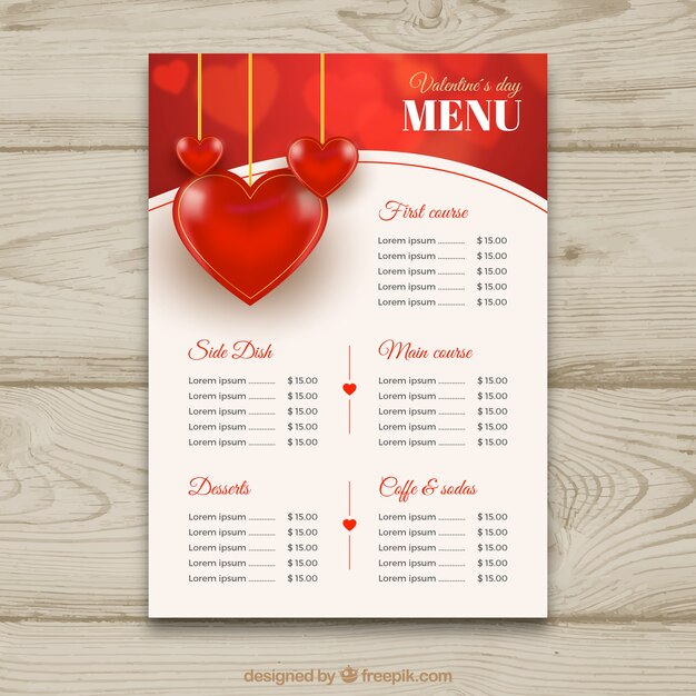 Valentine's day menu template