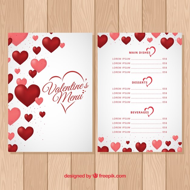 Valentine's day menu template