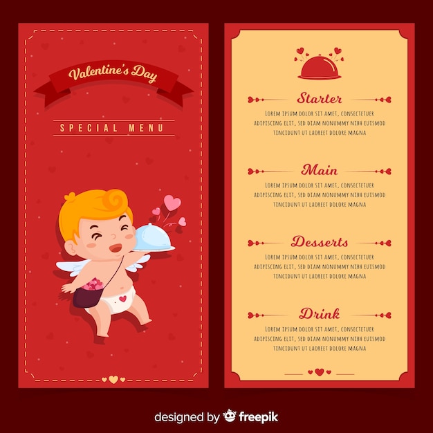 Modello di menu di san valentino