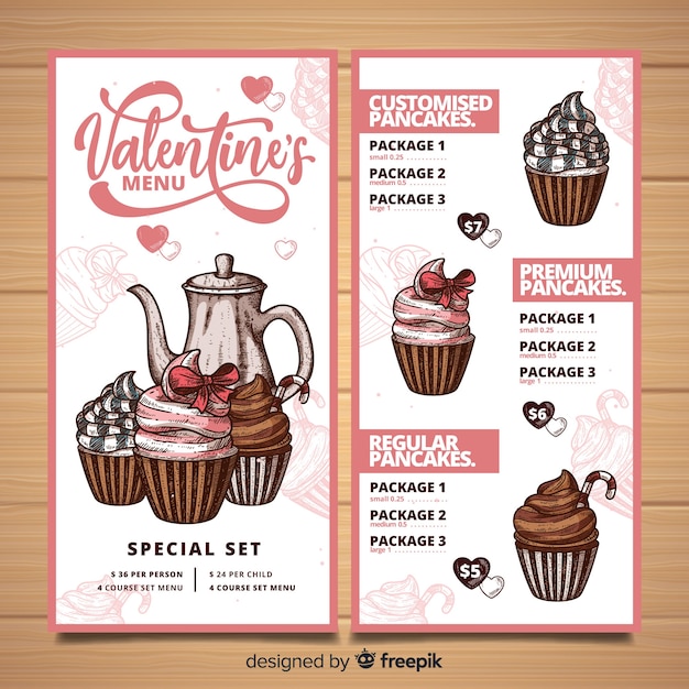 Valentine's day menu template