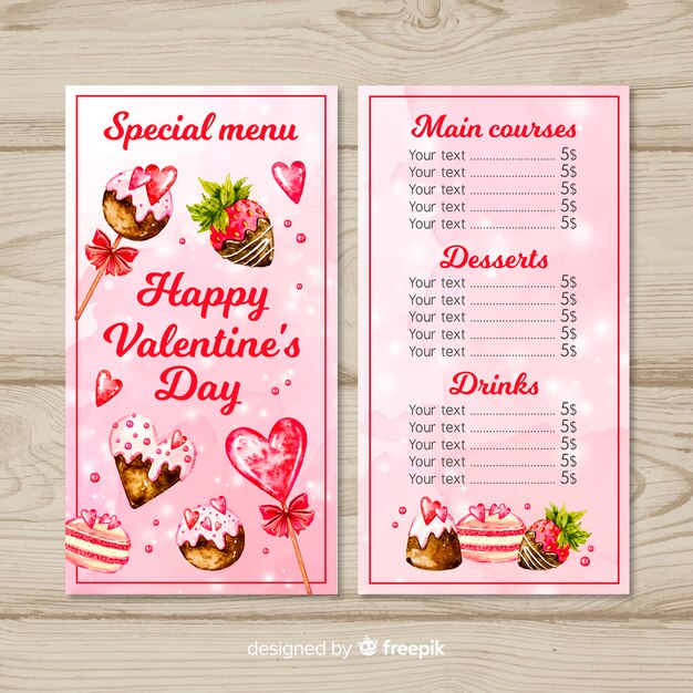 Valentine's day menu