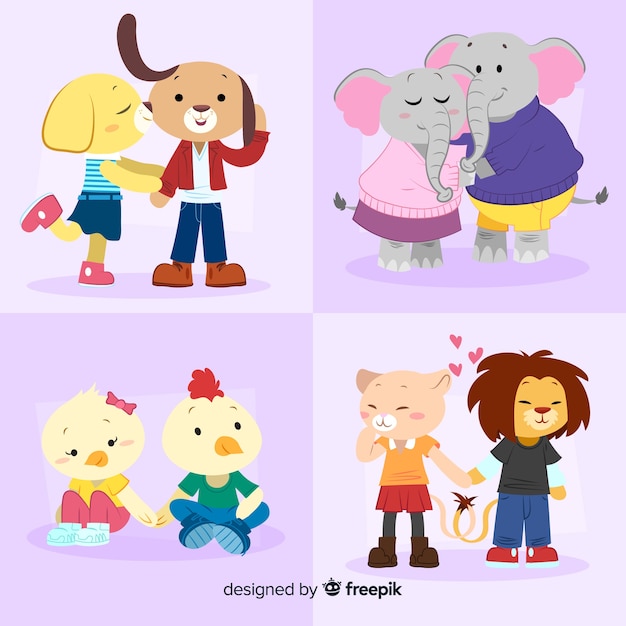 Valentine's day modern animal couple pack