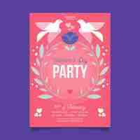 Free vector valentine's day party flyer template in flat design