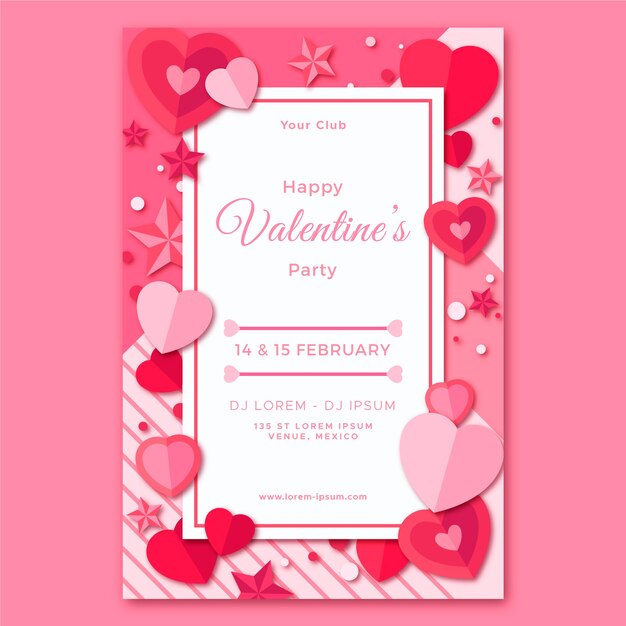 Free vector valentine's day party flyer template in flat design