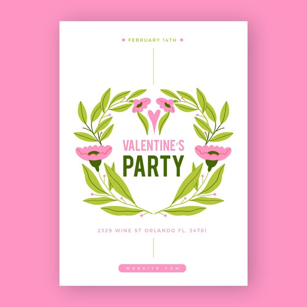 Valentine's day party flyer template hand drawn