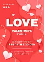 Free vector valentine's day party poster in paper style