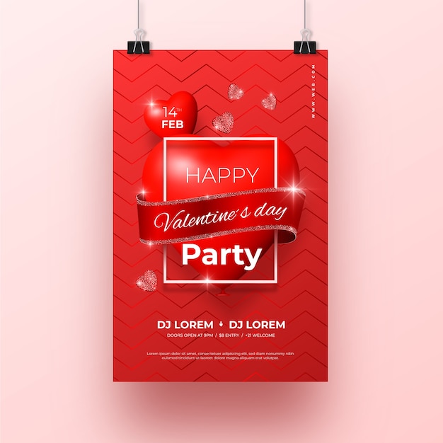 Valentine's day party poster template