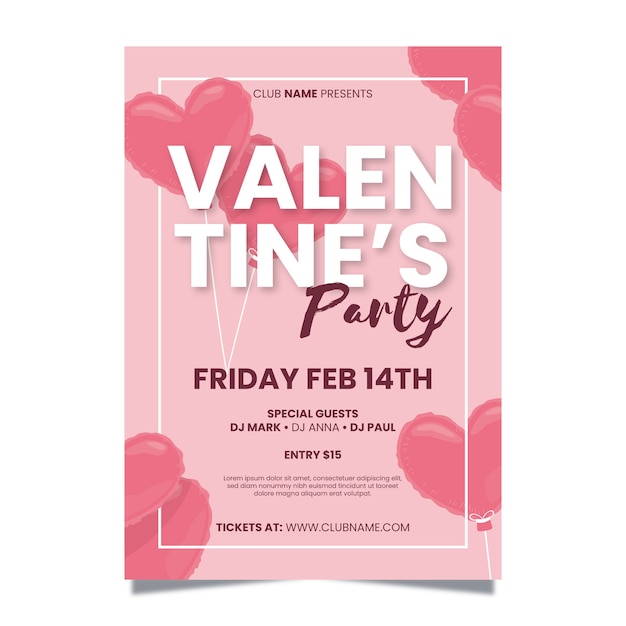 Free vector valentine's day party poster template