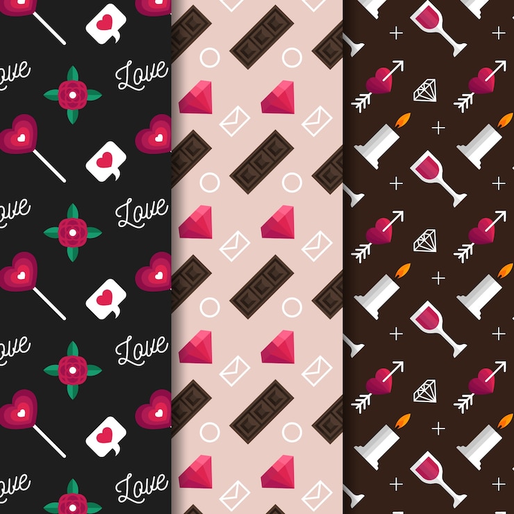 Free Vector valentine's day pattern collection flat design style