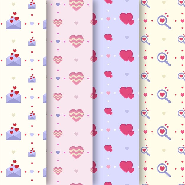 Valentine's day pattern collection in flat design