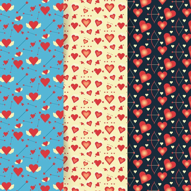 Valentine's day pattern collection in flat design