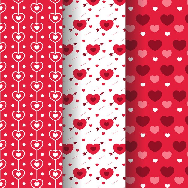 Valentine's day pattern collection in flat design