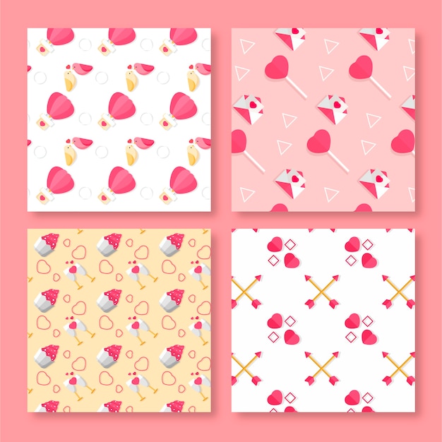 Free vector valentine's day pattern collection flat design