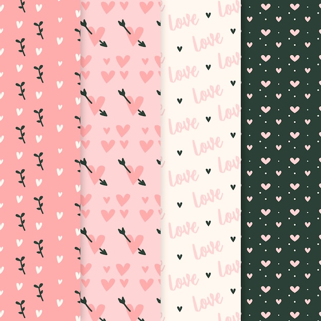 Valentine's day pattern collection in flat design