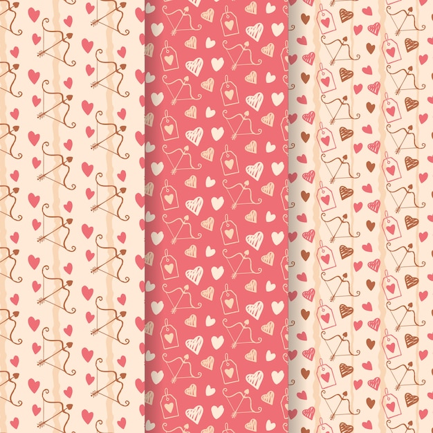 발렌타인 패턴 컬렉션 손으로 그린