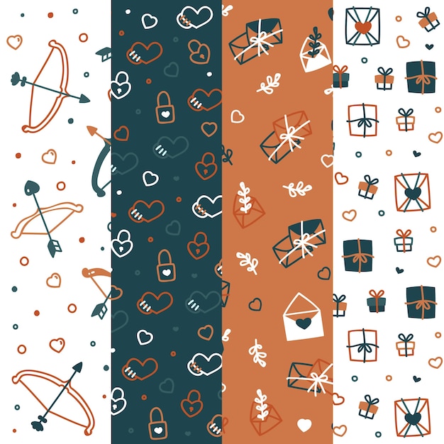 Valentine's day pattern collection with bows and arrows