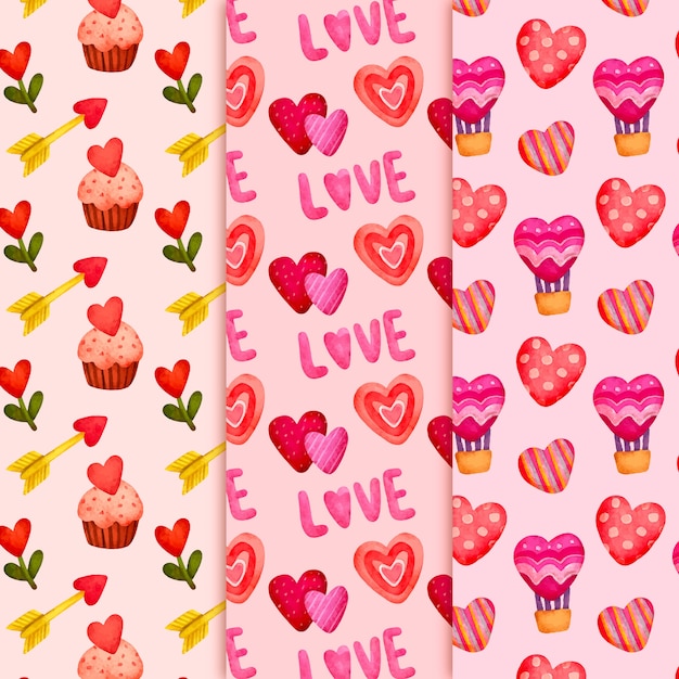 Free vector valentine's day pattern collection