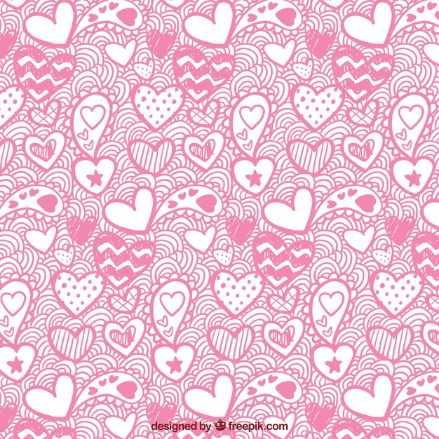 Valentine's day pattern of hand-drawn hearts