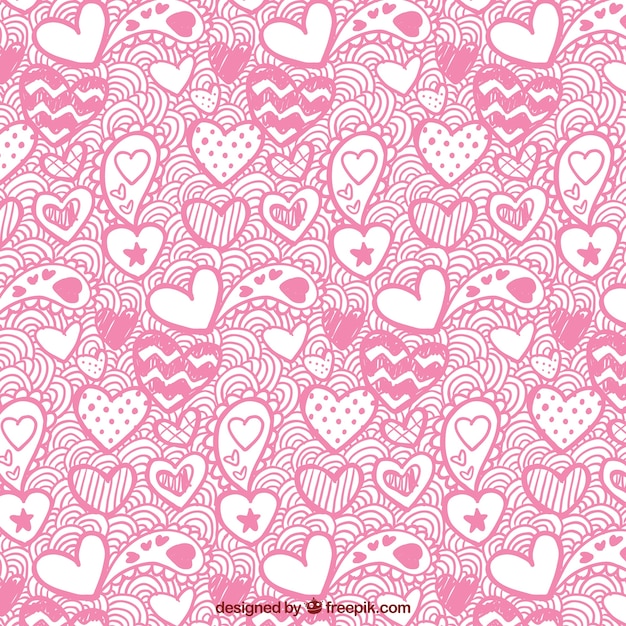 Valentine's day pattern of hand-drawn hearts
