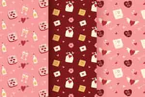 Free vector valentine's day pattern pack with illustrations