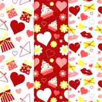 Free vector valentine's day pattern set flat design