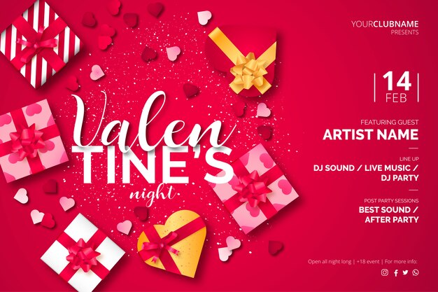 Valentine's Day poster template with lovely presents