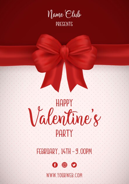 Valentine's day poster with red bow