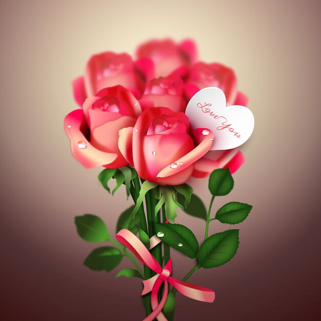 愛のベクトルイラストのバレンタインデー赤いバラ式