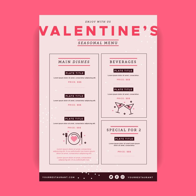 Valentine's day restaurant menu template