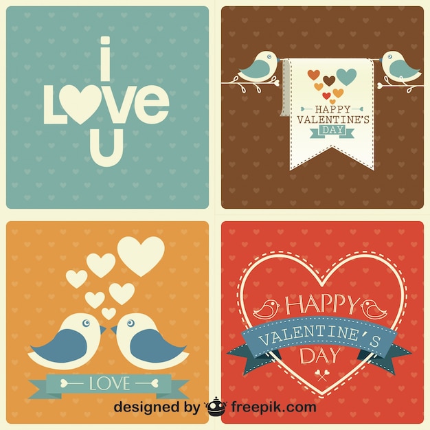 Free vector valentine's day retro set