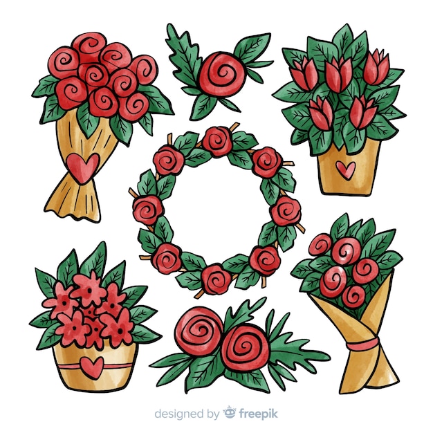 Free Vector valentine's day rose collection