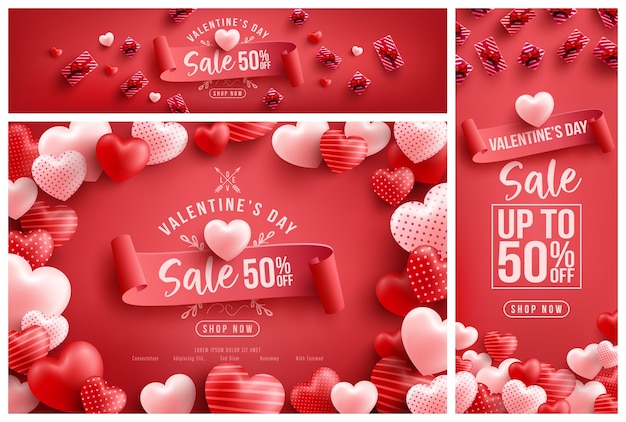 Valentine's day sale 50% off poster or banner