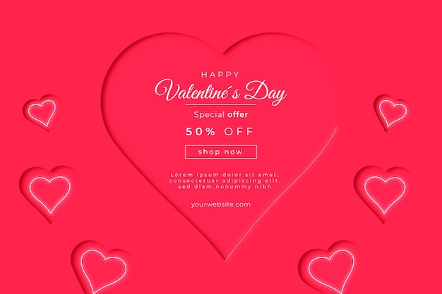 Free vector valentine's day sale banner on paper style