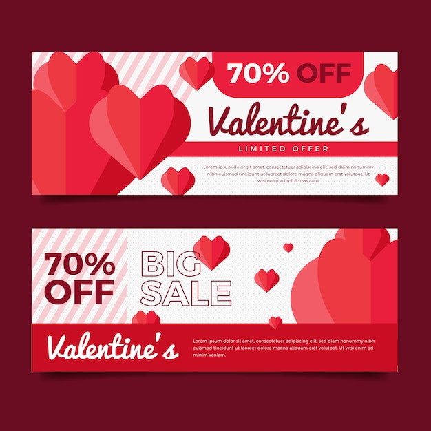 Продажа баннеров на День Святого Валентина в плоском дизайне