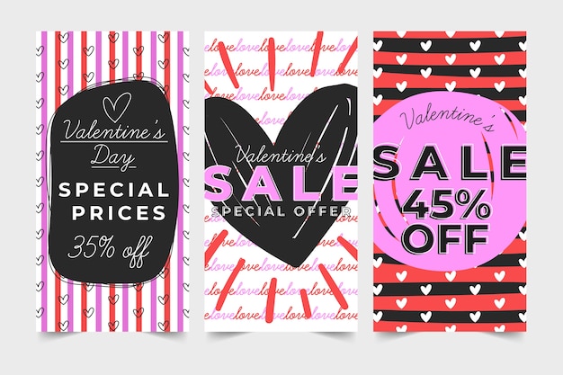 Free vector valentine's day sale banners in flat design