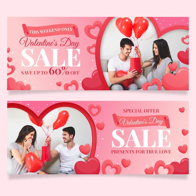 Modello di banner di vendita di san valentino