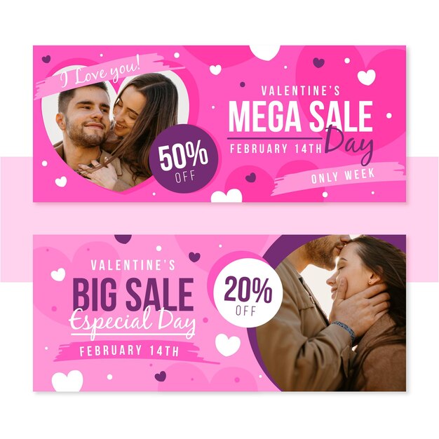 Banner di vendita di san valentino con sconto