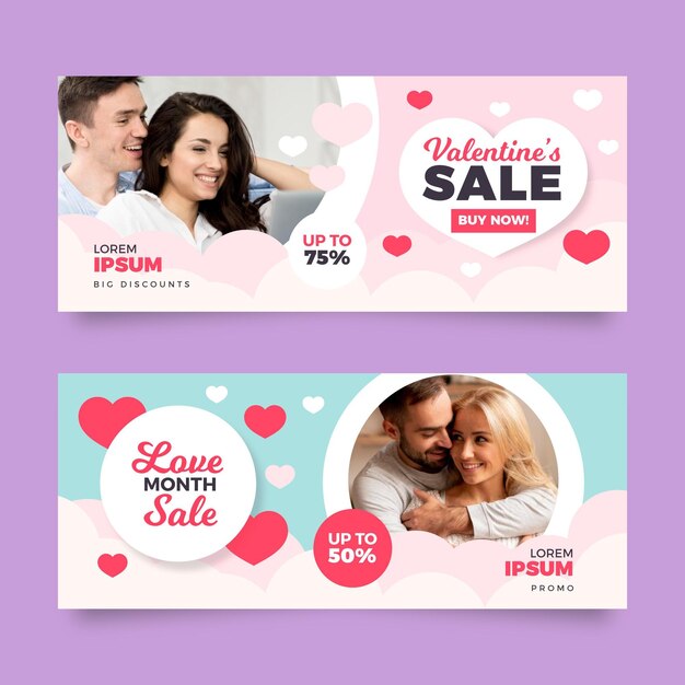 valentine's day sale banners with discount