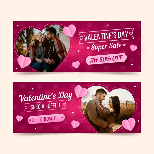 Valentine's day sale banners with special offer