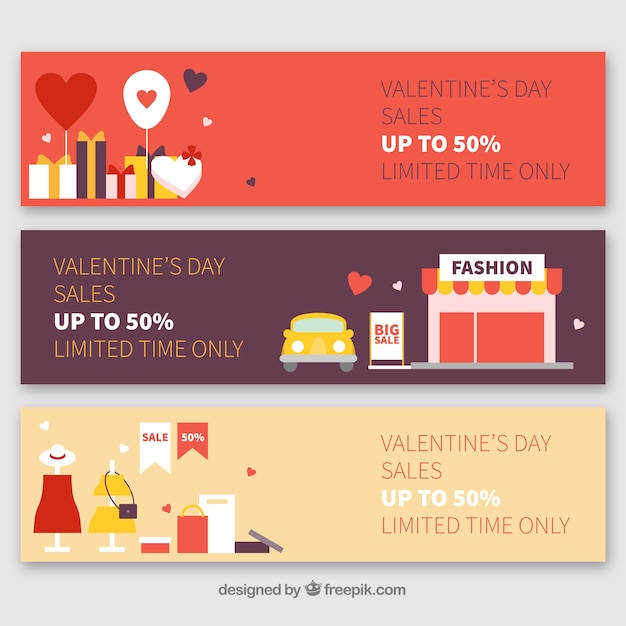 Free vector valentine's day sale banners