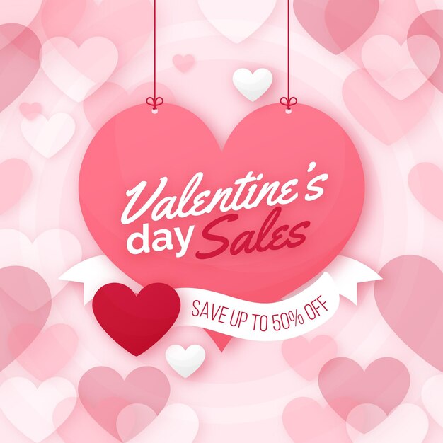 Valentine's day sale flat design with offer