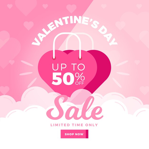 Valentine's day sale in flat design