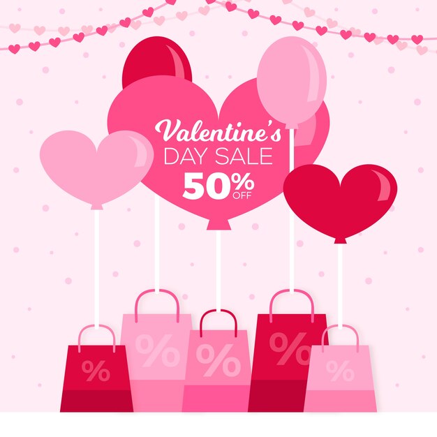 Valentine's day sale in flat design