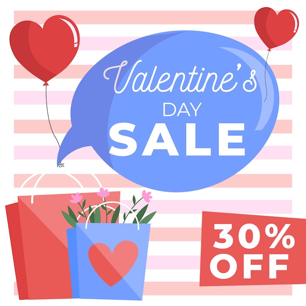 Valentine's day sale in flat design