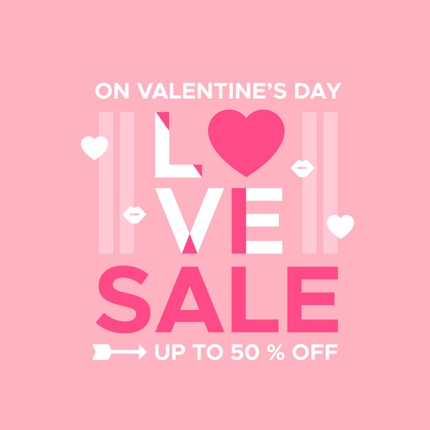 Valentine's day sale in flat design