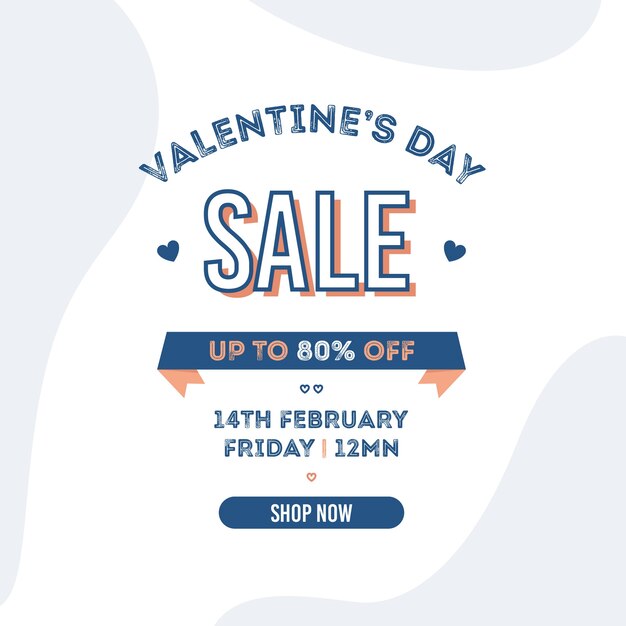 Valentine's day sale in flat design
