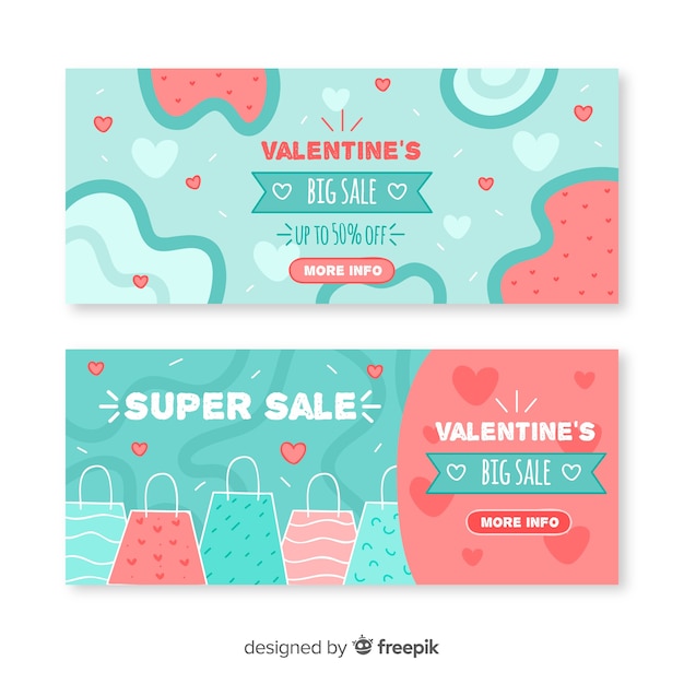 Valentine's day sale hand drawn banner