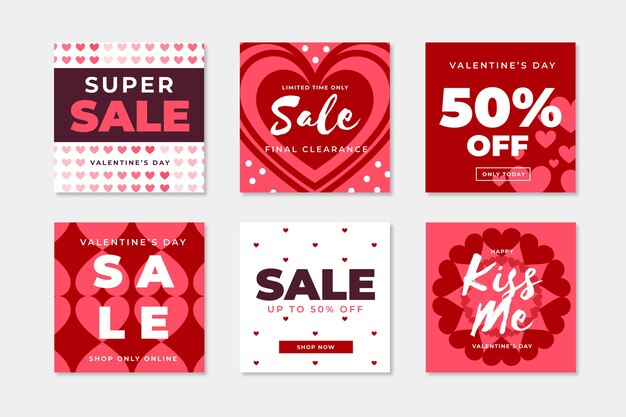 Free vector valentine's day sale instagram post collection