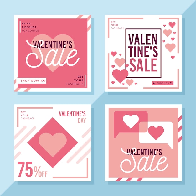 발렌타인 데이 판매 인스 타 그램 포스트 컬렉션