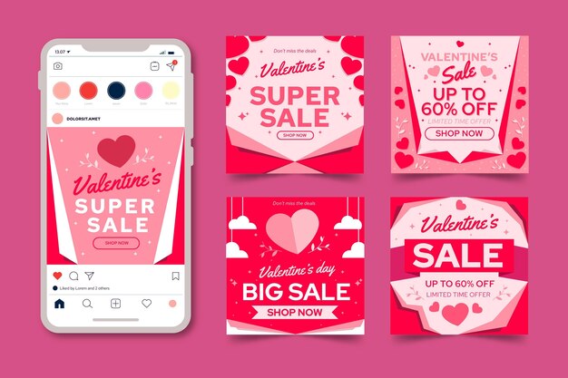 Valentine's day sale instagram post collection